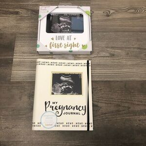 Pearhead Pregnancy Journal and Sonogram Frame Set - Cream and Black